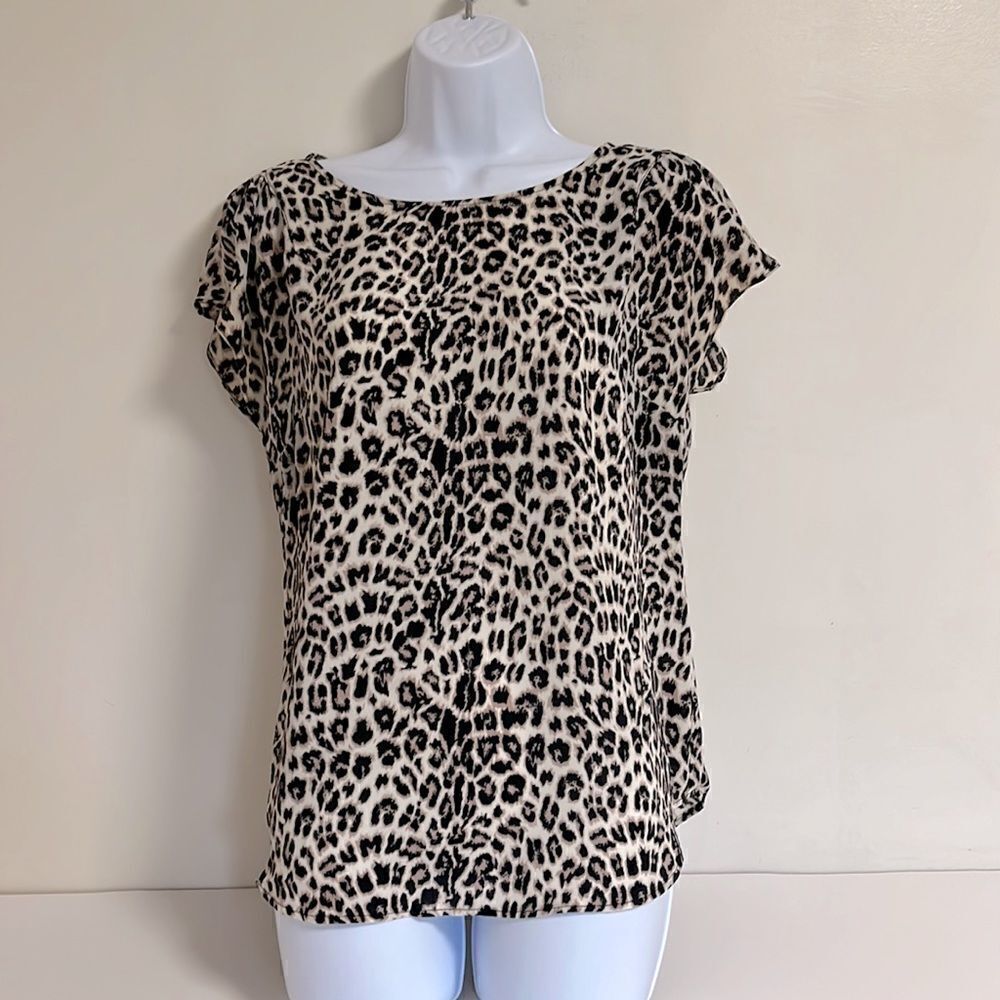 Womens PHILOSOPHY Leopard Print Short Sleeved Blouse Size Small